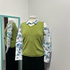 Vintage Silk Blend Green Sweater Vest